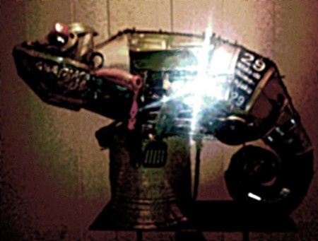 chameleon made out of junk